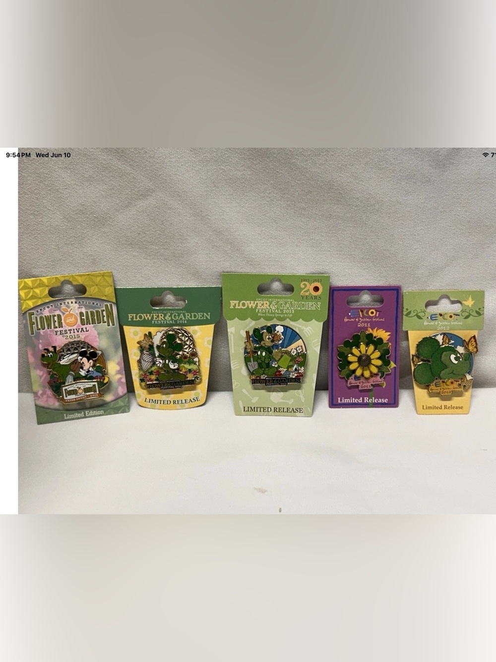 5 Epcot International Flower/Garden Festival Limited Release Disney Pins 2011-15